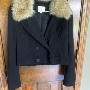 Loft, short jacket with fur trim